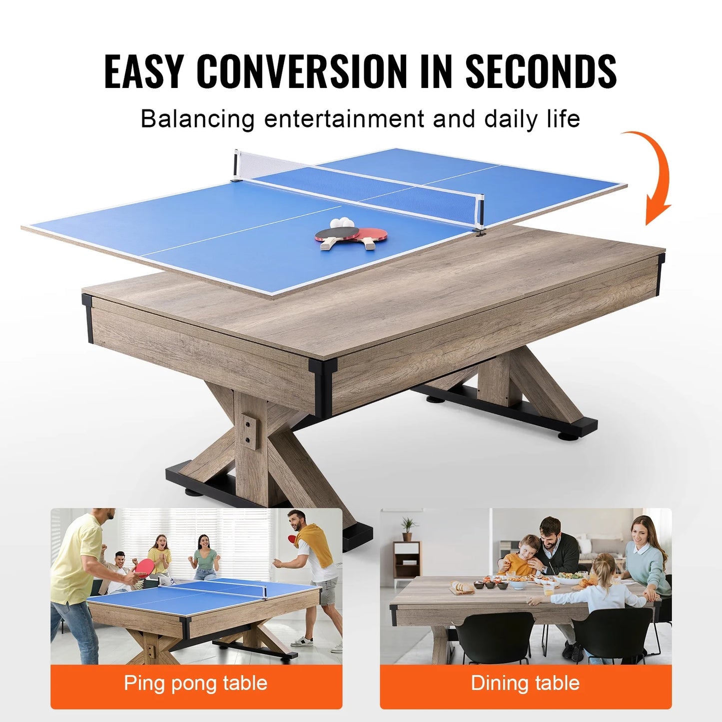 SKYSHALO 7ft Billiards Table Combo Set 3-in-1 Multi Game Pool Table Full Accessory