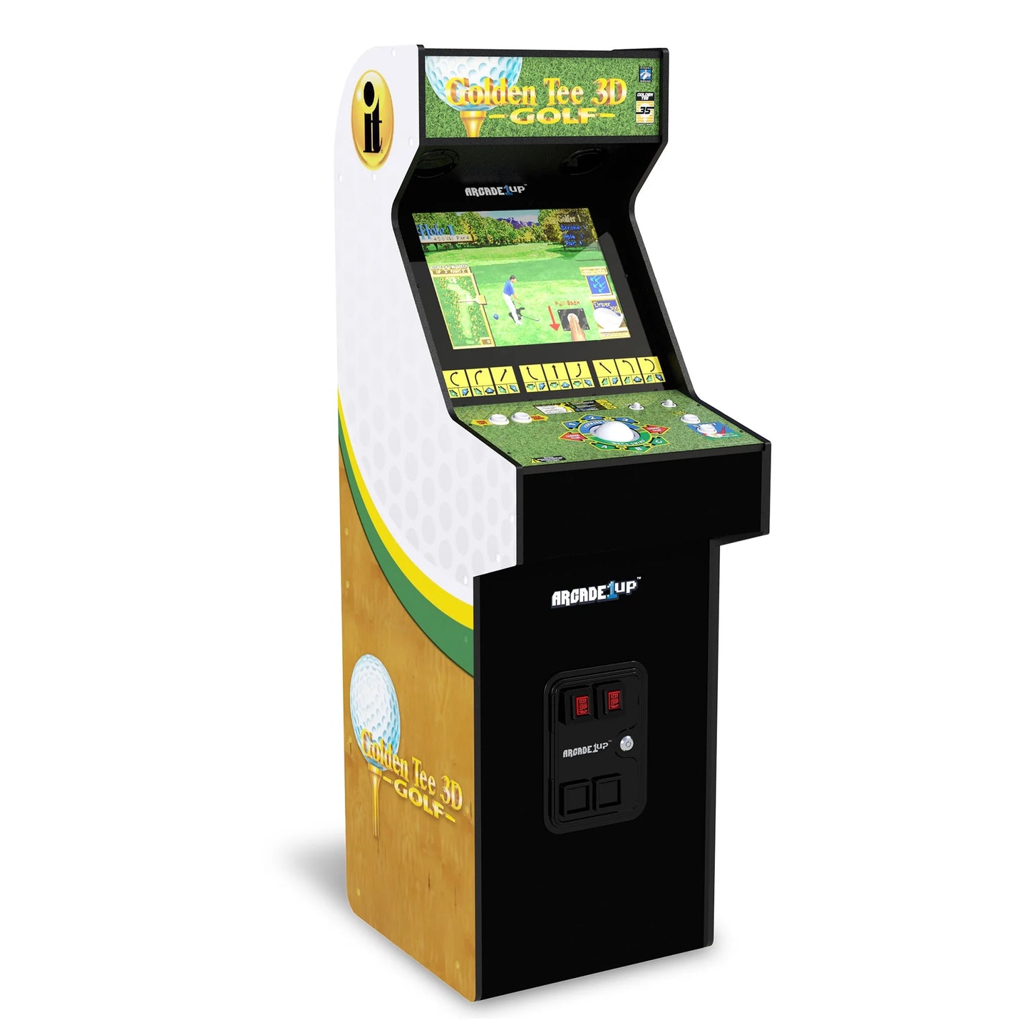 Arcade1Up Golden Tee 3D 35th Anniversary Deluxe Arcade Machine, Built for your Home, Over 5 - foot - tall Cabinet with 8 Classic Games