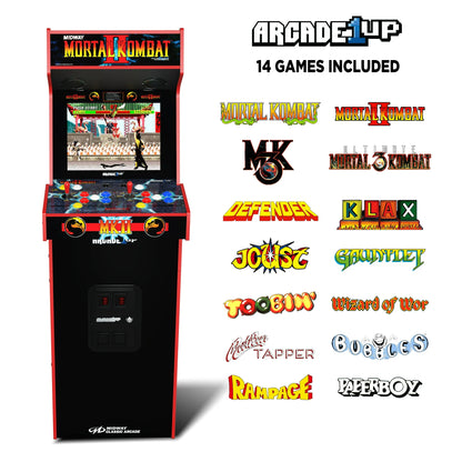 Arcade1Up Mortal Kombat II Deluxe Arcade Game, built for your home, with 5-foot-tall full-size stand-up cabinet, 14 classic games, and 17-inch screen